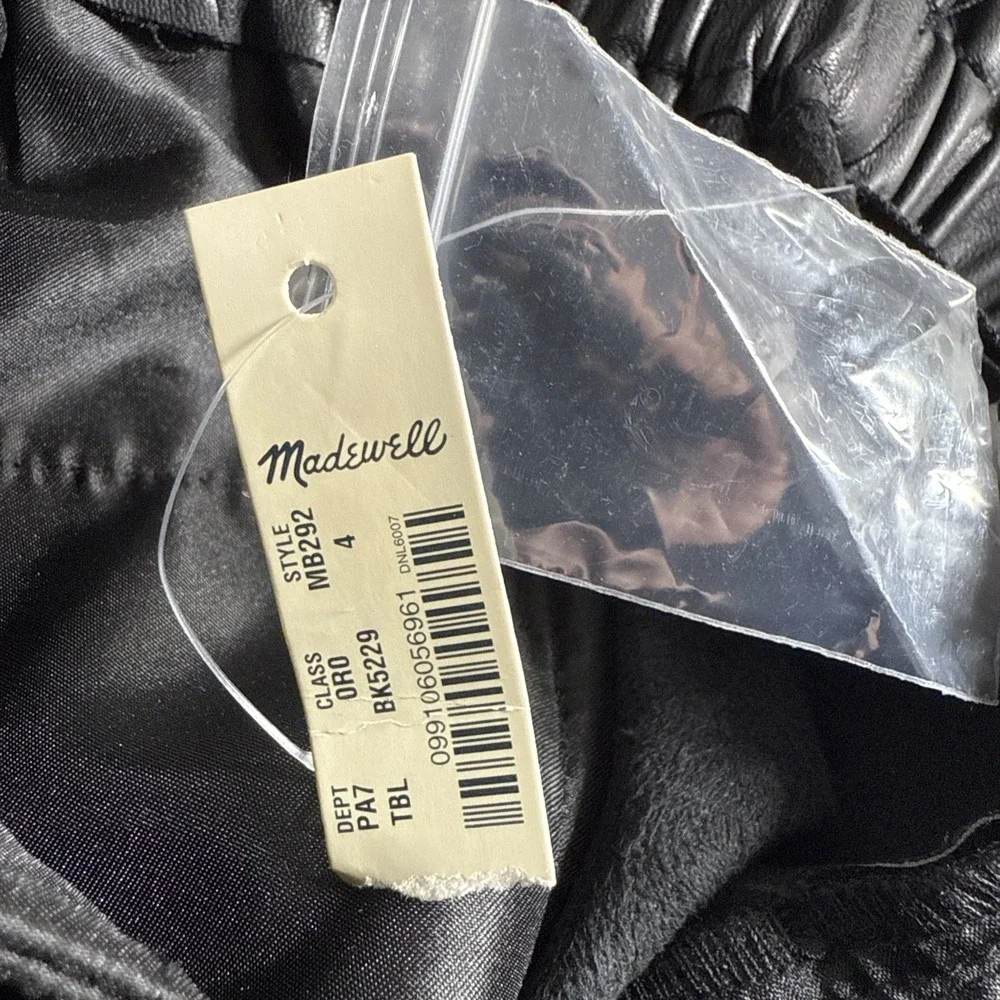 Madewell With Tags Black Vegan Faux Leather Paper Bag Tapered Ankle Pants 4 - Picture 2 of 14
